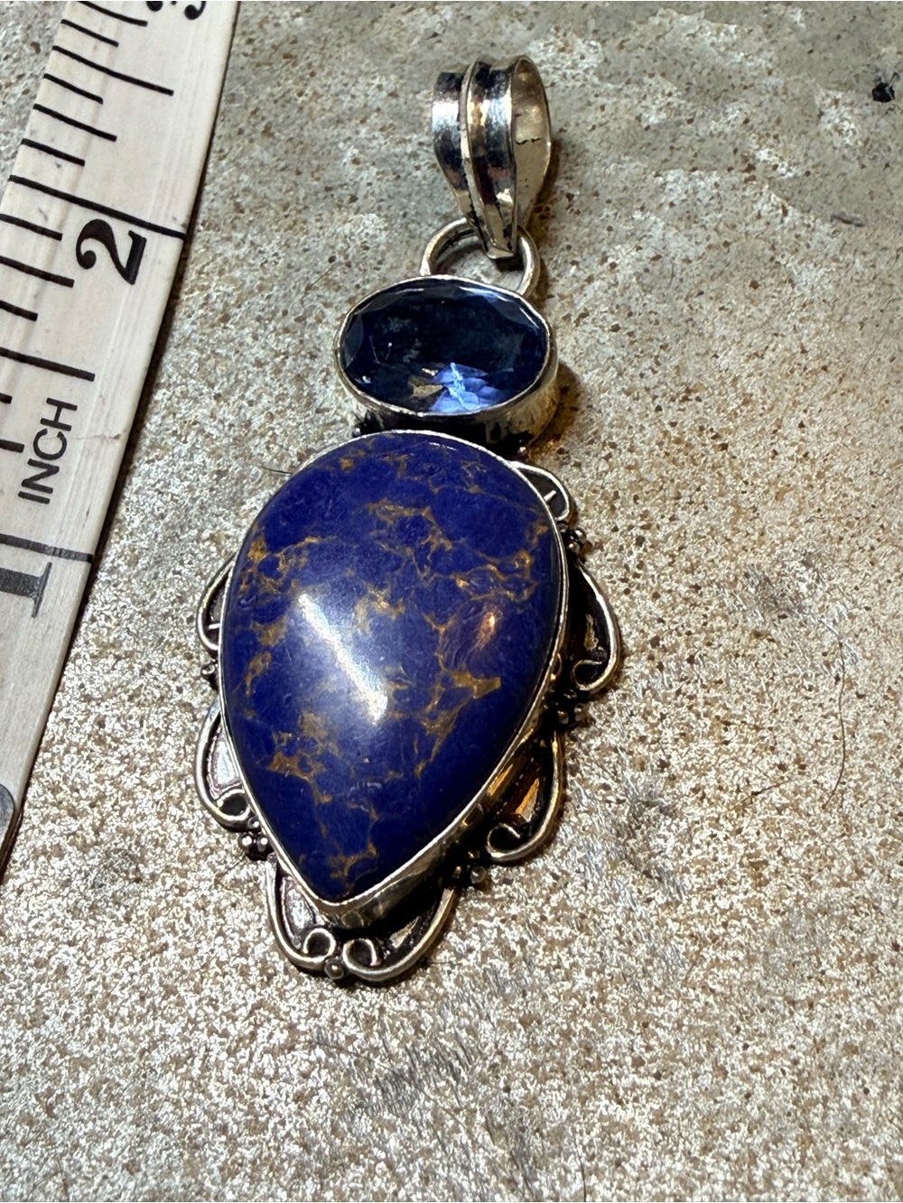Sterling Silver Lapis & Blue Topaz Teardrop Pendant